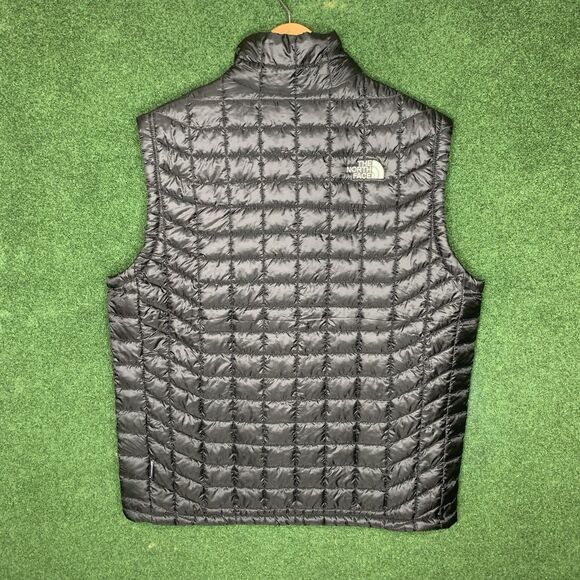 Sz L The North Face Thermoball Puffer Vest Men's Silver Black Lightweight LOGO - Picture 5 of 9